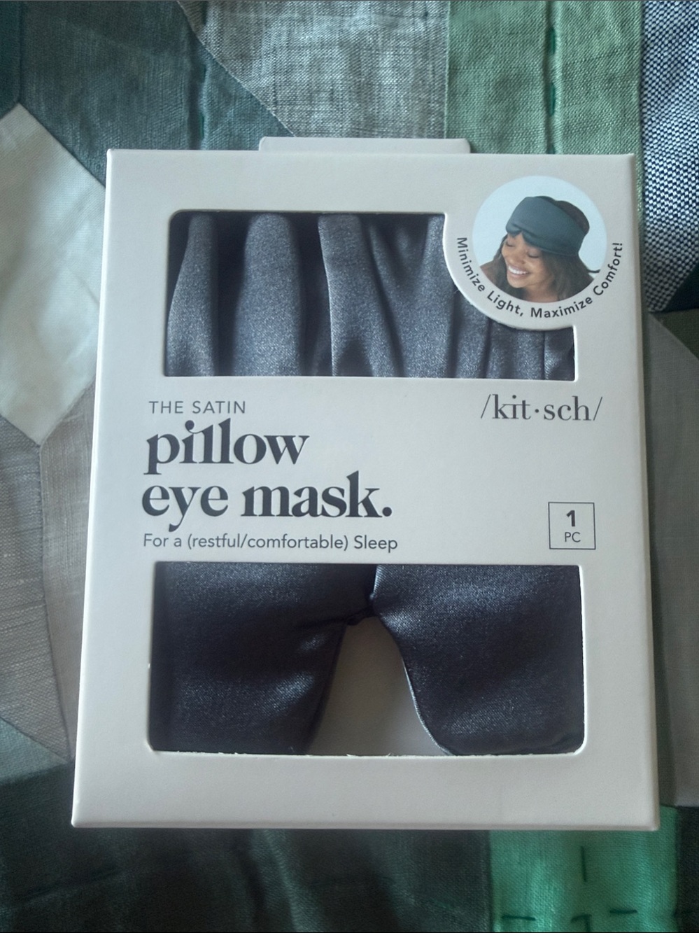 Kitsch Satin Pillow Eye Mask - Charcoal